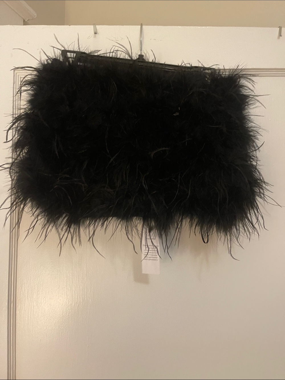 Nasty Gal Black Feather Trim Clutch